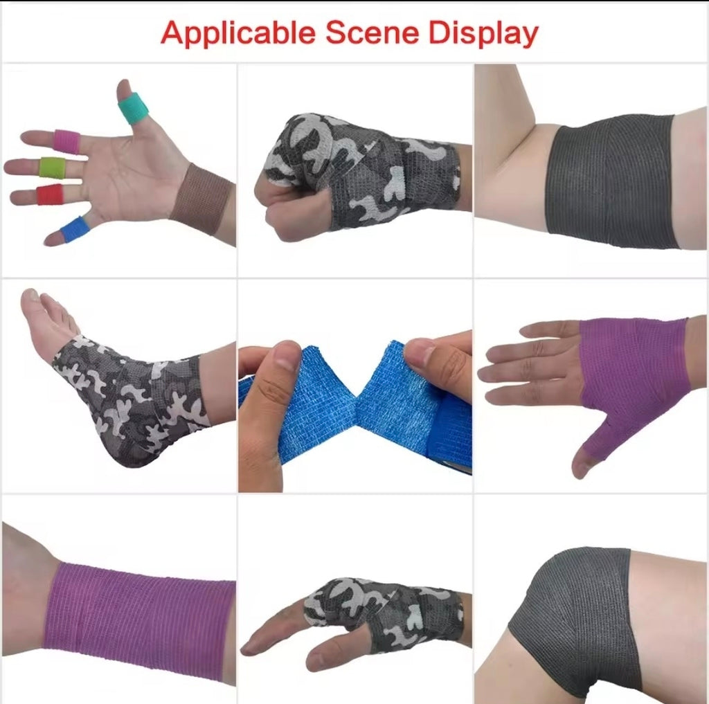 6 pieces/12 pieces/24 pieces, 5 cm * 4.5 m, white medical gauze sports bandage, self-adhesive breathable elastic bandage for fixing fingers and wrists